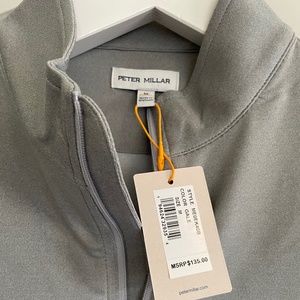 NWT Peter Miller Perth Melange Performance Quarter-Zip; Gale Grey; Size Medium